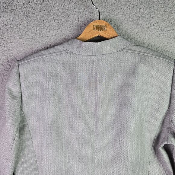 Antonio Melani Light Grey Herringbone Blazer 14 Single Button Career Tailored - Picture 10 of 12